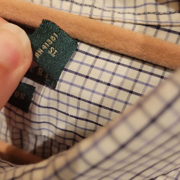 Lauren Ralph Lauren White Blue Classic Long Sleeve Button Collar Down 18 34/35 - Picture 5 of 7